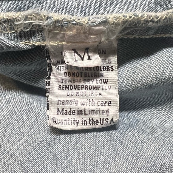 RARE Michael Lauren Women M Blue Raw Hem Button Up Retro Embroidery‎ Denim Shirt - Picture 8 of 8